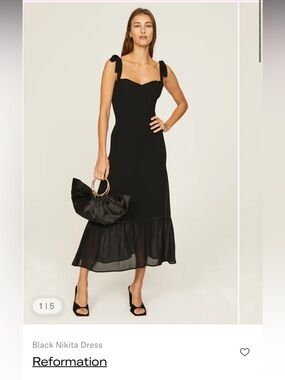 Reformation Black Nikita Midi Dress